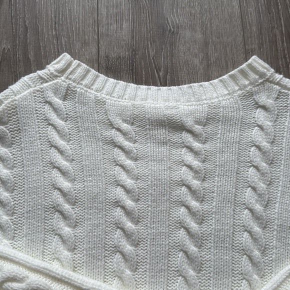 Cable Knit Drop Shoulder Crop Sweater,Long Sleeve Tops (NEW) - Picture 5 of 8